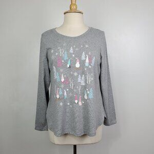 Christopher & Banks Petite Snowman Gnome Winter Christmas Top NEW NWT Size LP